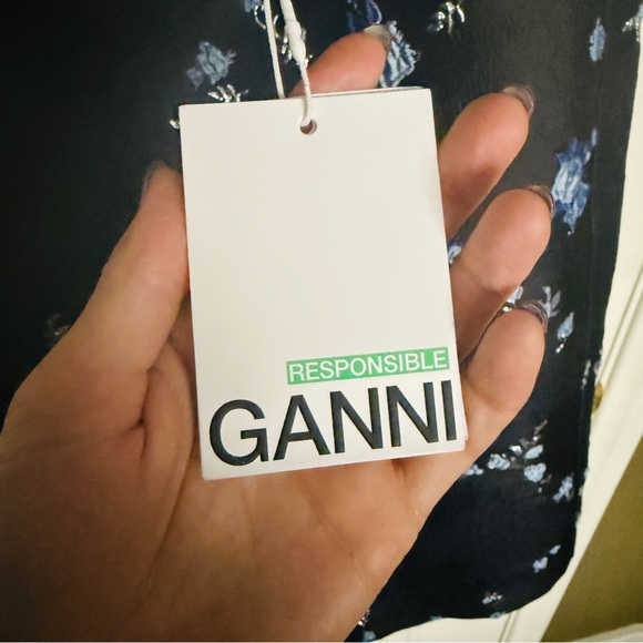 🆕 NWT GANNI floral jacquard open back midi dress‎ • size 36 - Picture 7 of 8